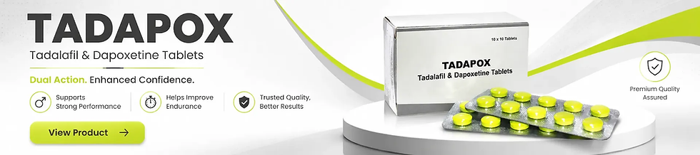 Tadapox (Tadalafil/Dapoxetine) tablets for erectile dysfunction and premature ejaculation treatment available online at theskymeds.
