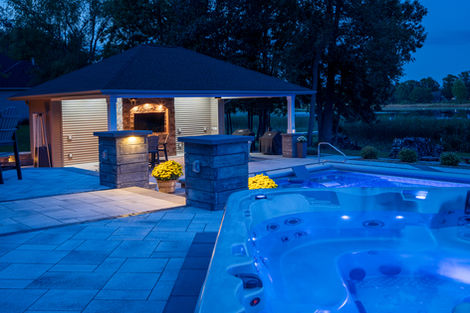 pool house view from hot tub