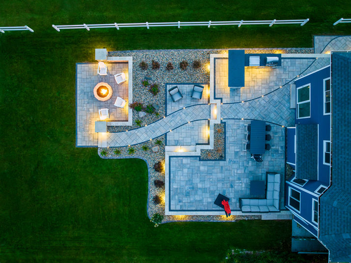 outdoor lighting on lake house 
