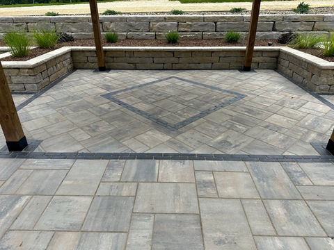 custom paver inlay and walls 