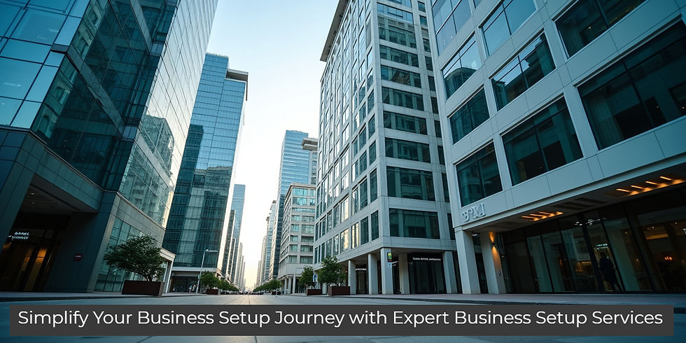 Eye-level view of modern office building in Dubai business district