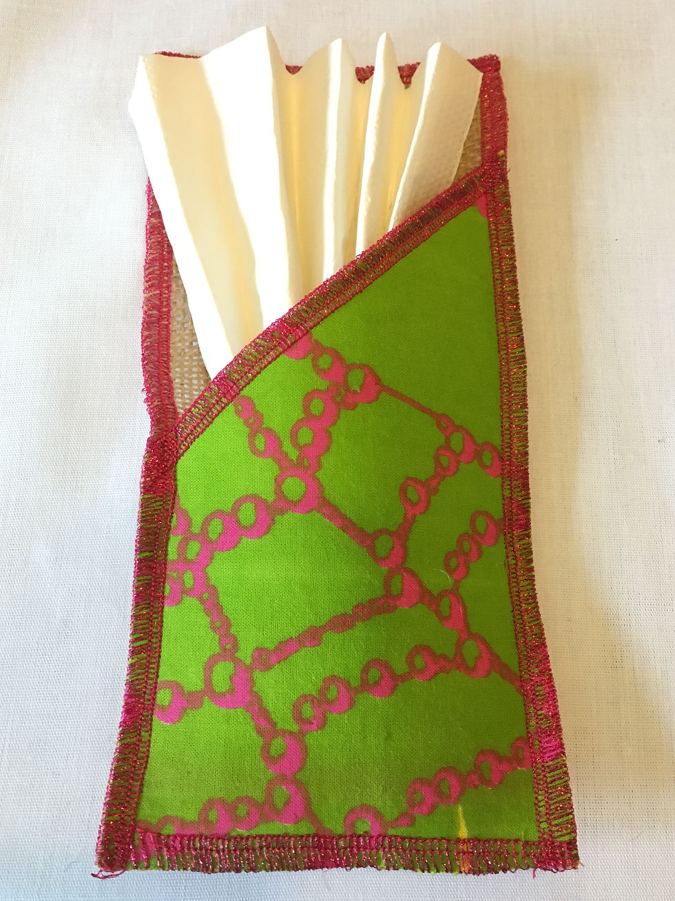 Miniature : Porte couverts toile de jute et wax multicolore tie & dye- lot de 2