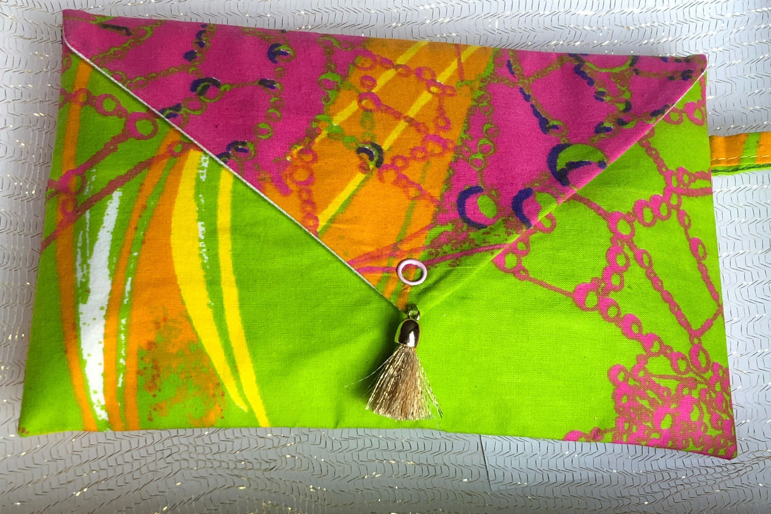 Pochette de sac rigide forme enveloppe Wax tie and dye