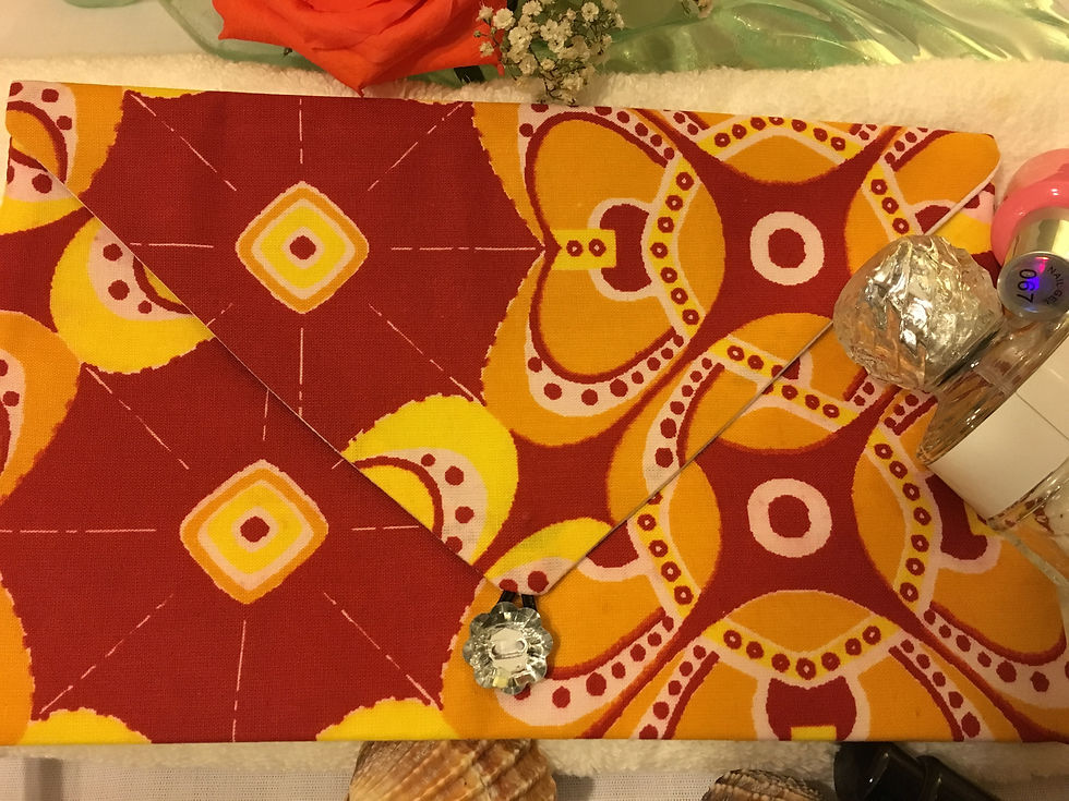 Miniature : Pochette de sac souple forme enveloppe Wax imprimé Origami orange/jaune