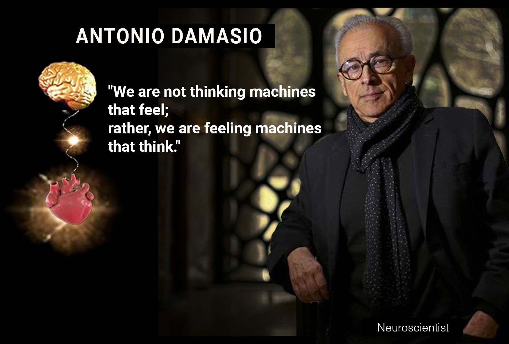 ANTONIO DAMASIO: "We are not thinking machines that feel; rather, we are feeling machines that think."