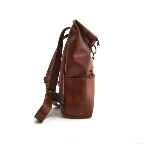 Leather Backpack Wp Standard Roll Top Backpack Brown, Laki Roll