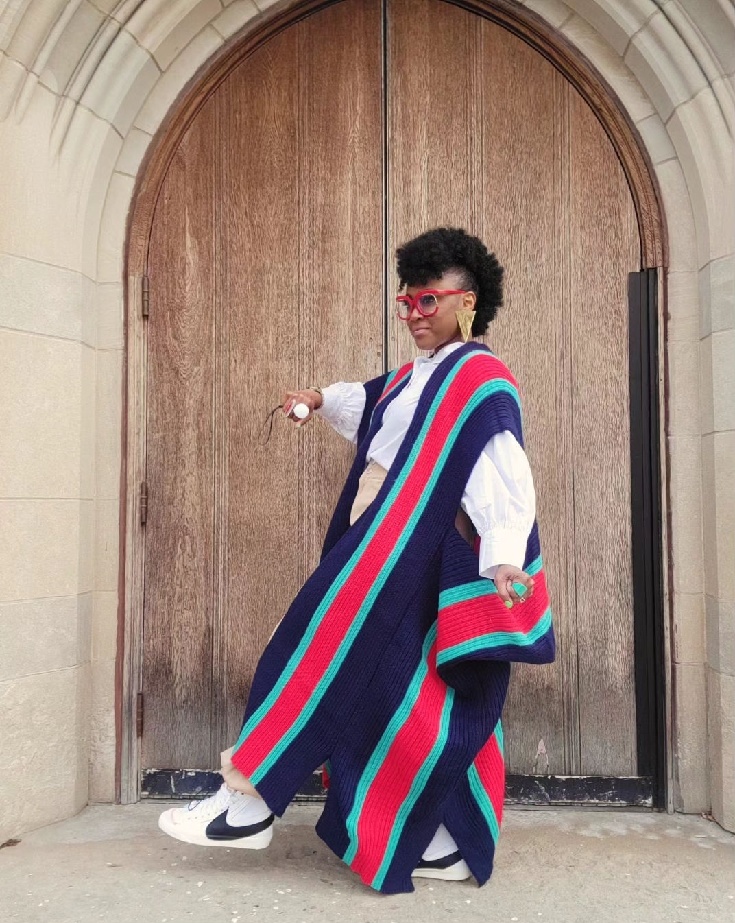 SPLITS & STRIPES Sweater Cardi Vest - NAVY