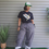 Thumbnail: 2 PACK - SIMPLE COMFORT Cropped Stripe Barrel Pants - BLUE & BLACK