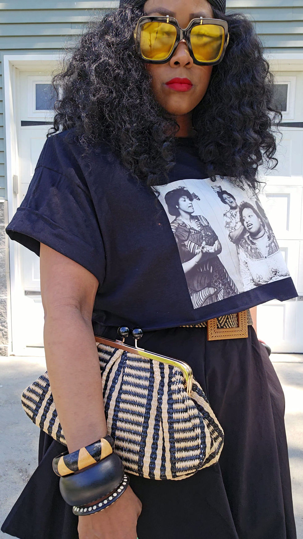 Thumbnail: OREO RAFFIA Snap Kisslock Clutch Purse