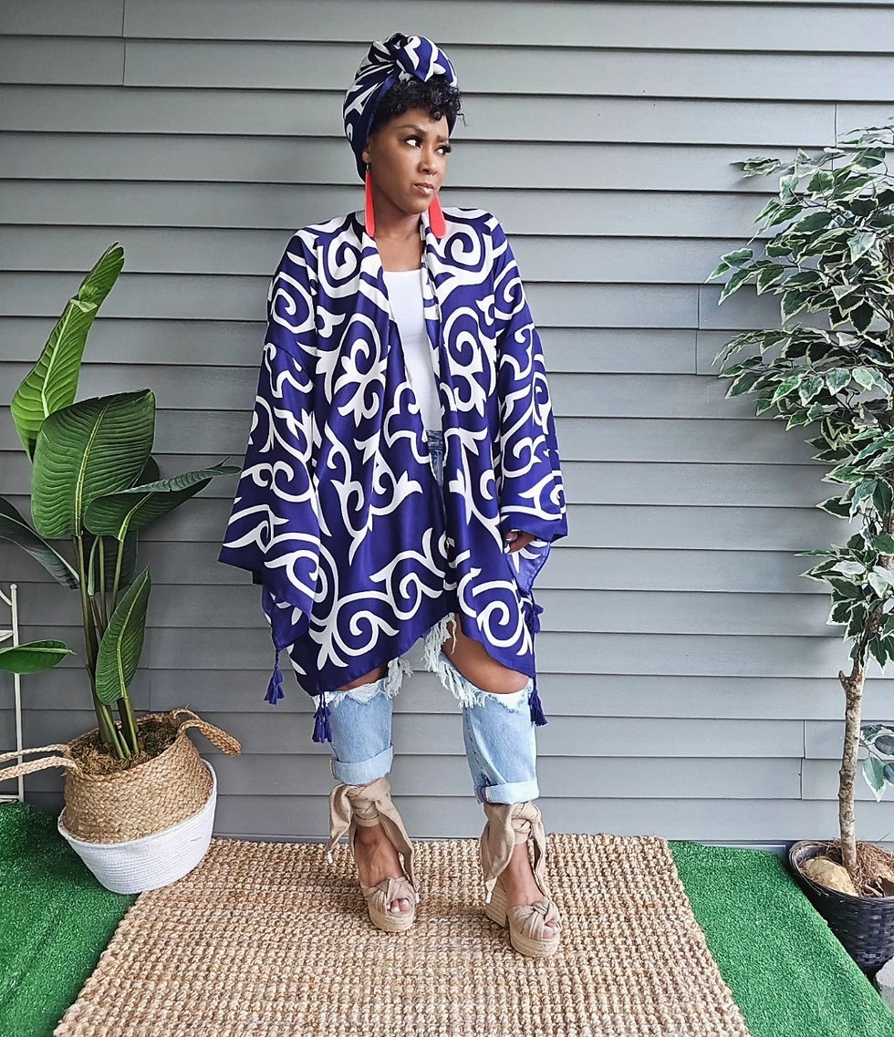 Thumbnail: PERSONAL PICNIC Belted Kimono - NAVY