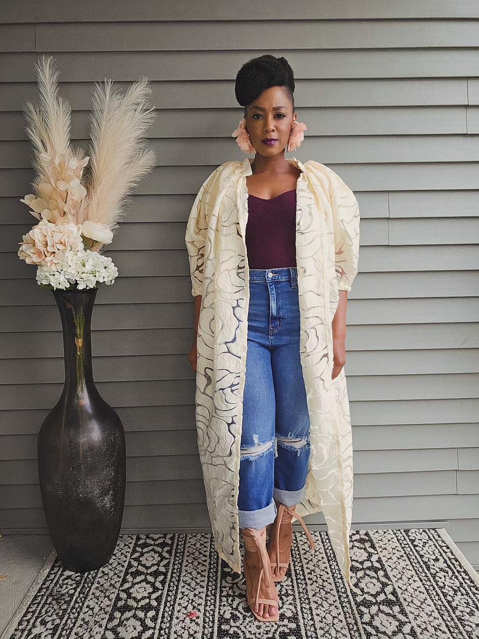 Thumbnail: CONCRETE GROWN ROSE Kimono Duster Jacket  - IVORY