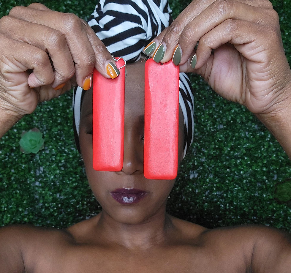 Thumbnail: WOOD YOU PLEASE Rectangle Paddle Earrings - RED