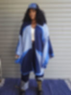 Thumbnail: WHY SO BLUE Tie Waist Kimono - Color Block