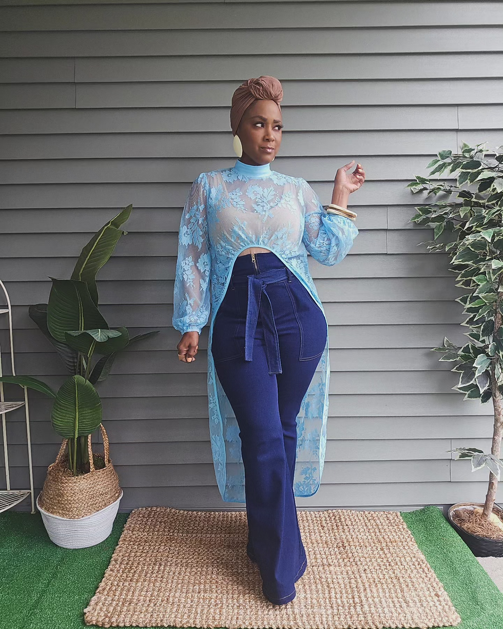 Thumbnail: NECESSARY ENDINGS Lace Hi-Lo Tunic Topic - TURQUOISE