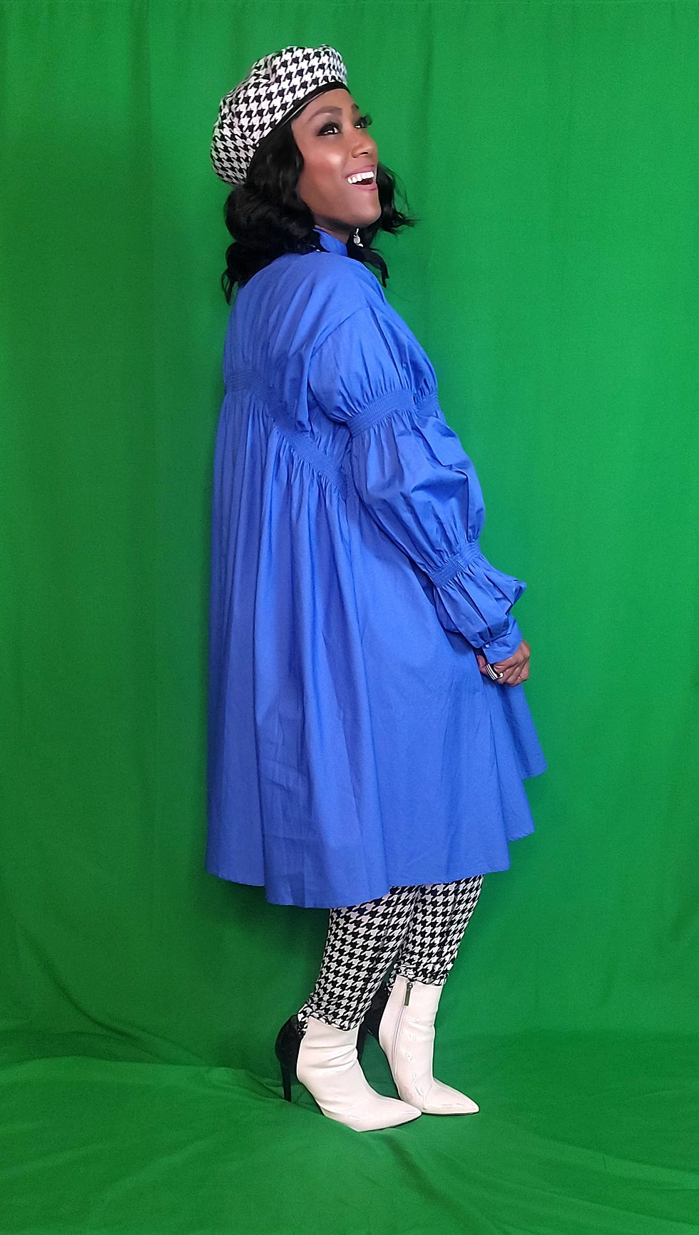 Thumbnail: Blue "GATHERED" Shirt Dress