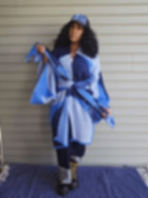 WHY SO BLUE Tie Waist Kimono - Color Block