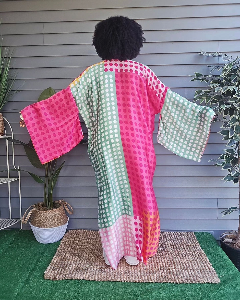 Thumbnail: FANTASY Hi-Lo Wrap Kimono - POLKA DOT