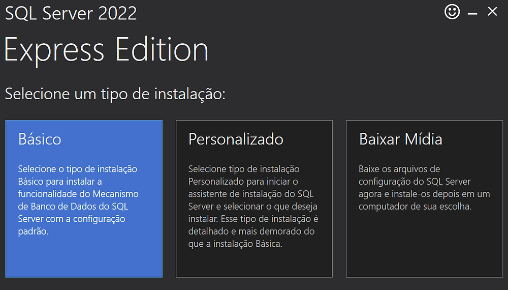 Instalando SQL Server Express (gratuito) SGBD