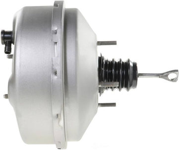 ACDelco brake booster featuring a black diaphragm housing with mounting studs, designed to amplify braking force for enhanced vehicle stopping power.