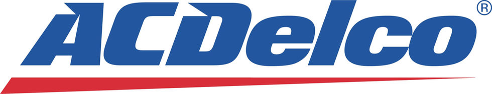 ACDelco logo featuring bold, italicized blue lettering with triangular cutouts on the 'A' and 'D', accompanied by a red underline, symbolizing speed and precision in automotive parts