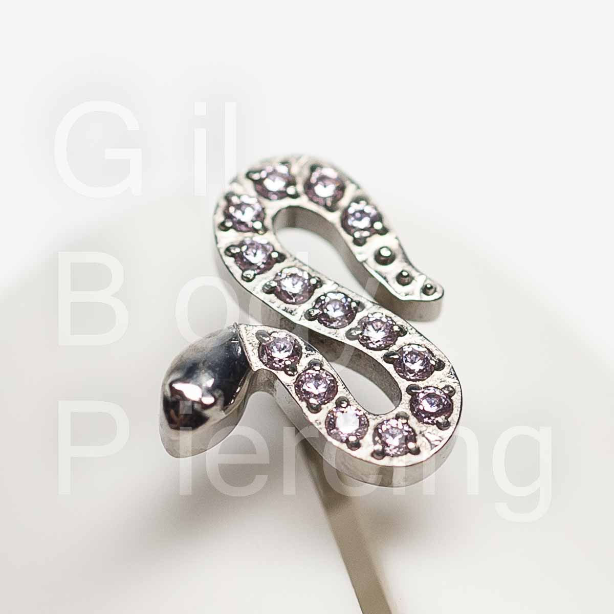 serpente zircônia rosa tragus helix conch scapha/flat lobulo M028