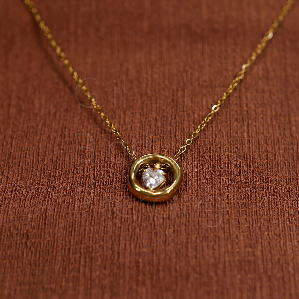 Miniatura: colar zircônia coração dourado PVD C002