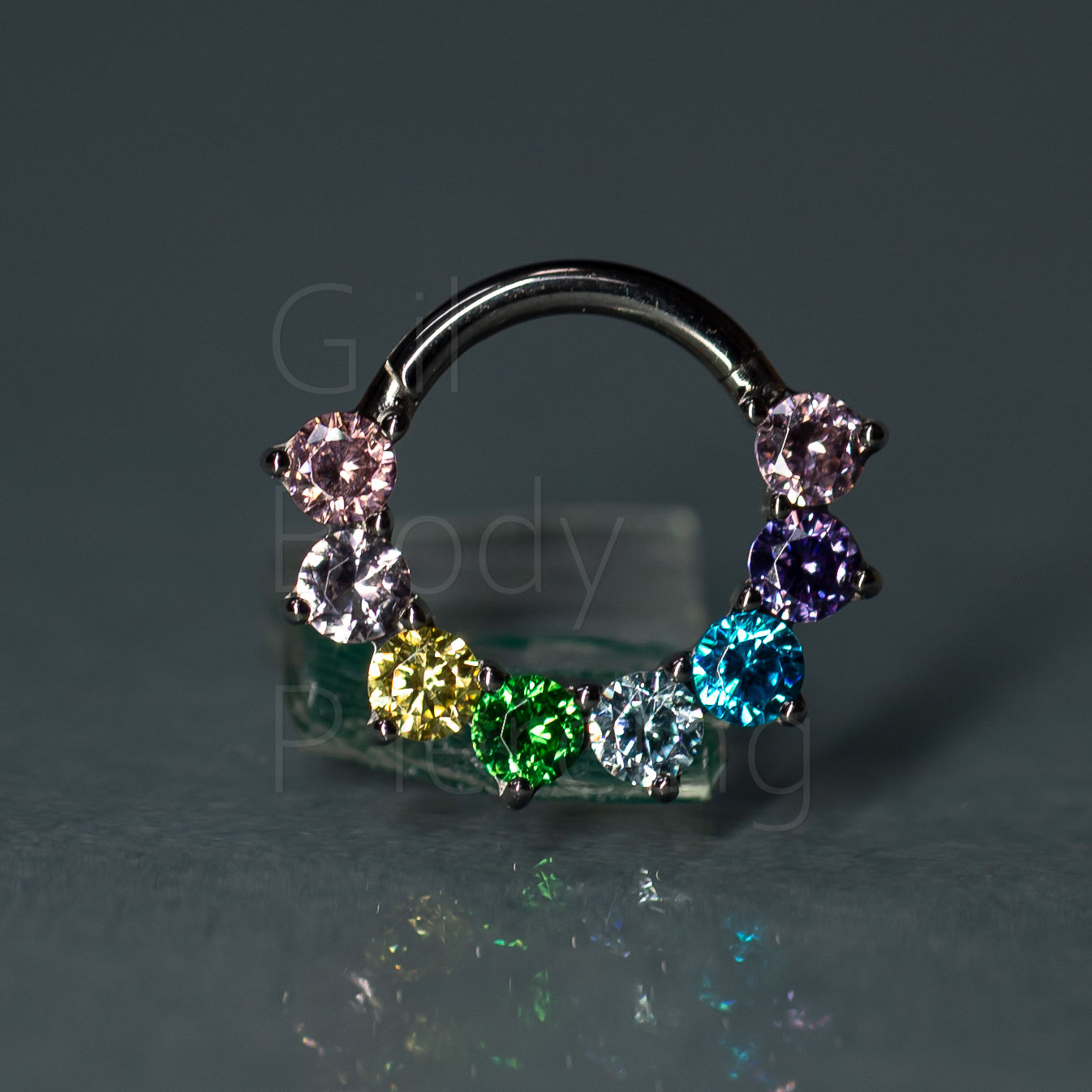 zircônias coloridas septo daith helix clicker 8 zircônias A100