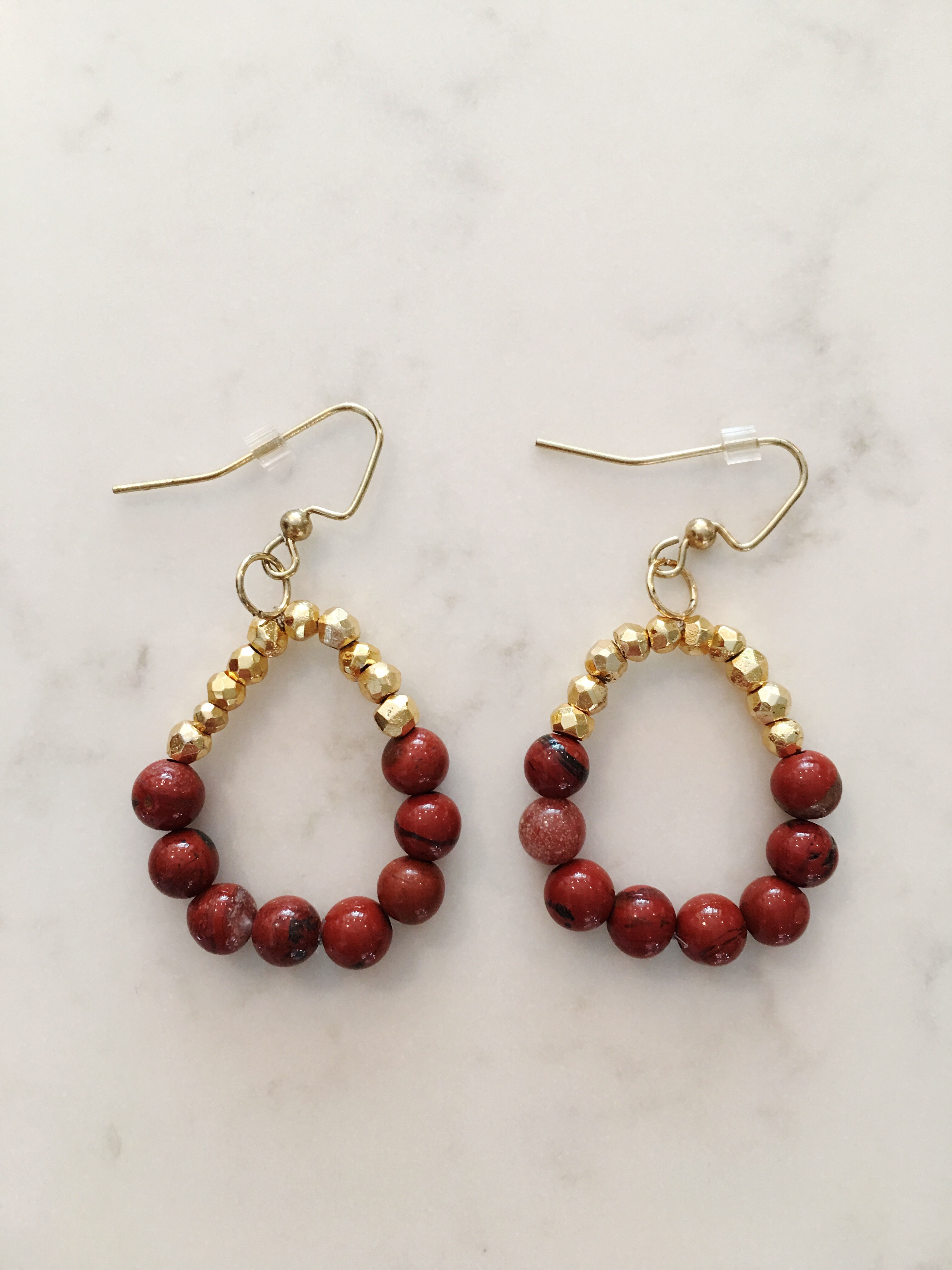Burnt Orange Bead Circle Earring 