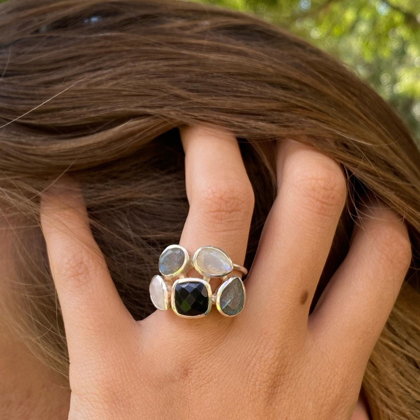 Bague Multiple 5 pierres Onyx