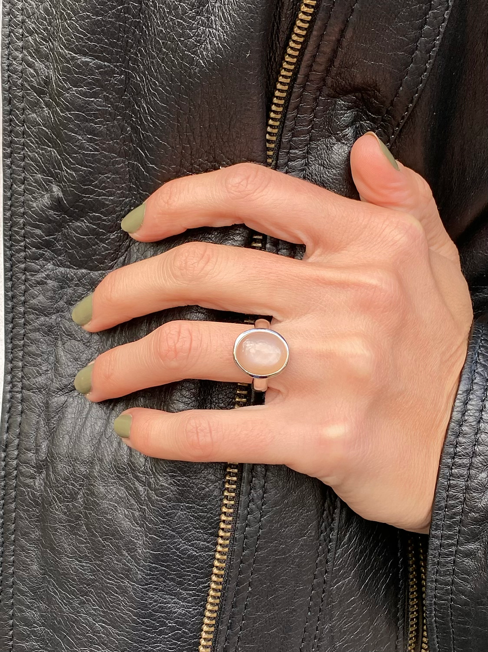 Miniature : Bague Cabochon Pierre de Lune Orange