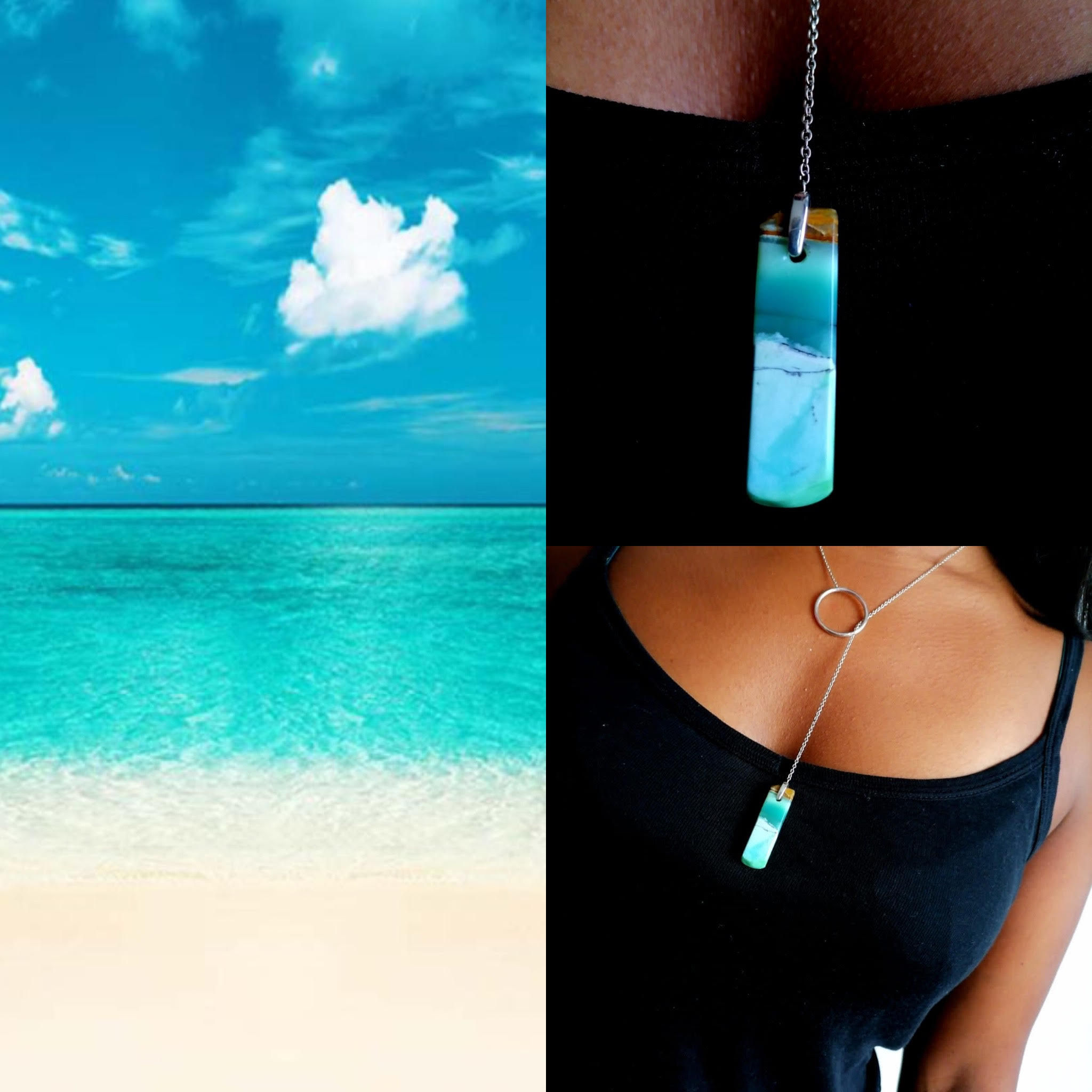 Collier Anneau Bois Opalisé