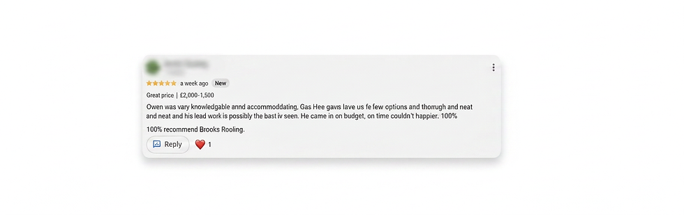 Google review screenshot for Brooks Roofing