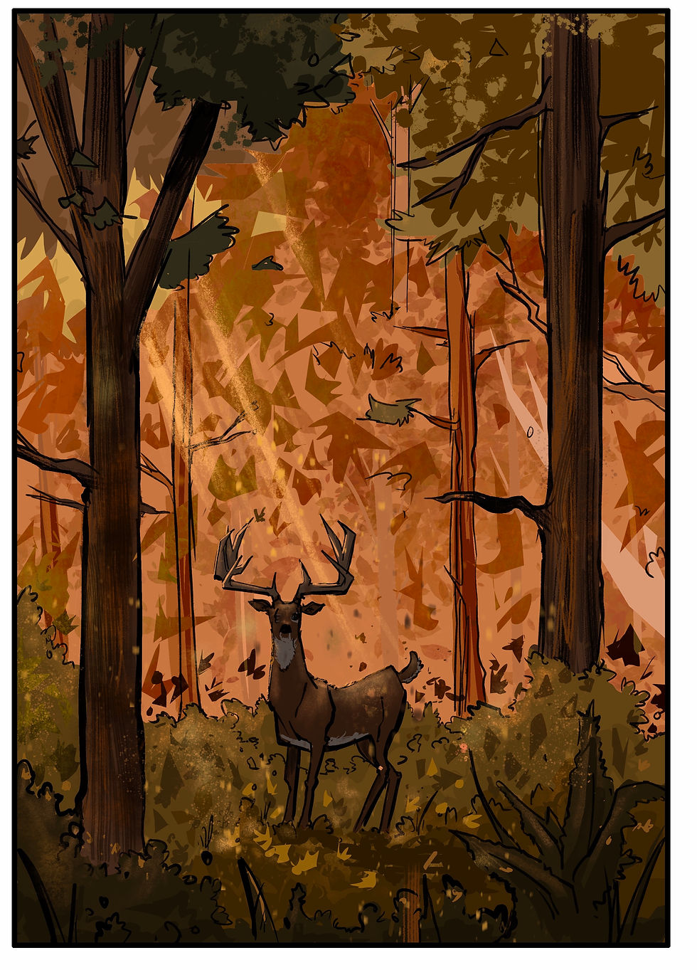 Deer in Orange Forest
