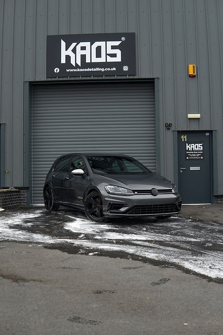 Golf R in front of the unit