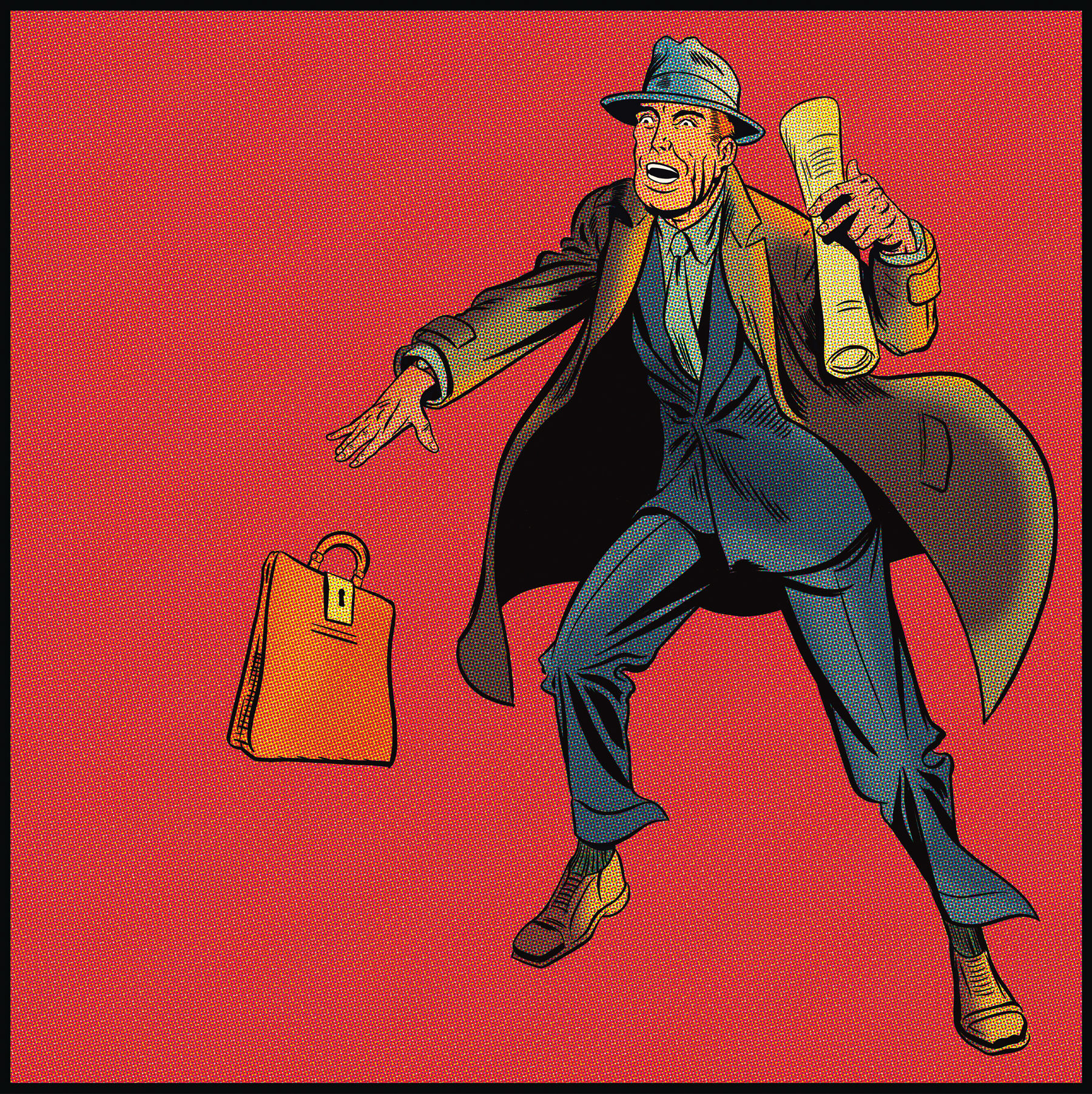 Matthew Borgen, "Scared White Man Dropping Briefcase" Framed Print