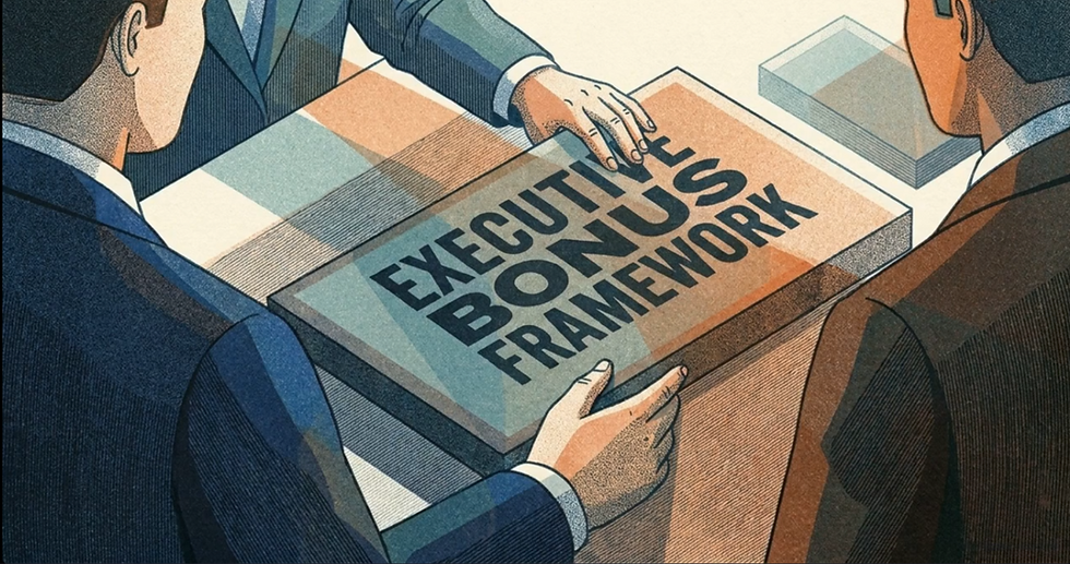 Animated image of executives sitting at a table designing an Executive Section 162 Bonus Plan