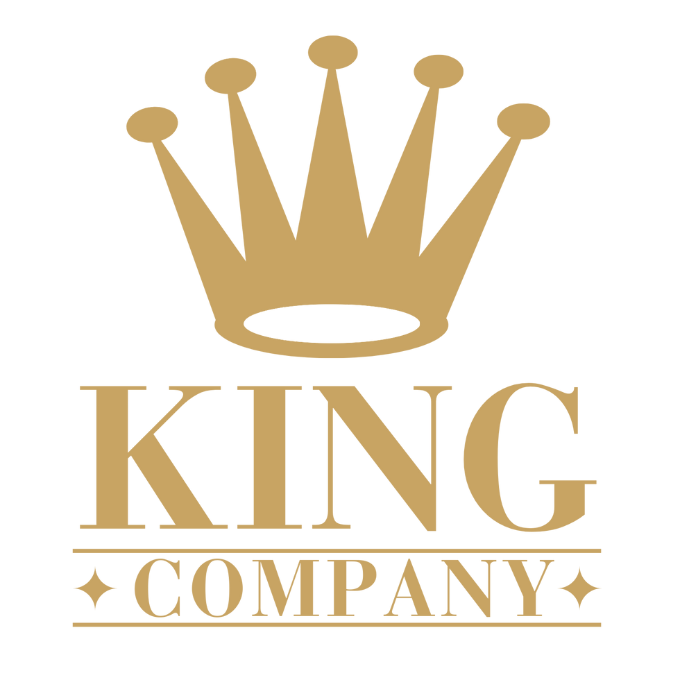 gold colored King Company logo with crown