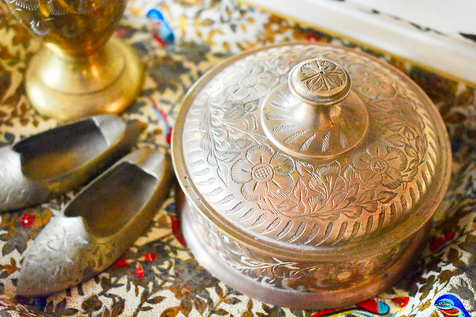 floral engraved brass jewlery box