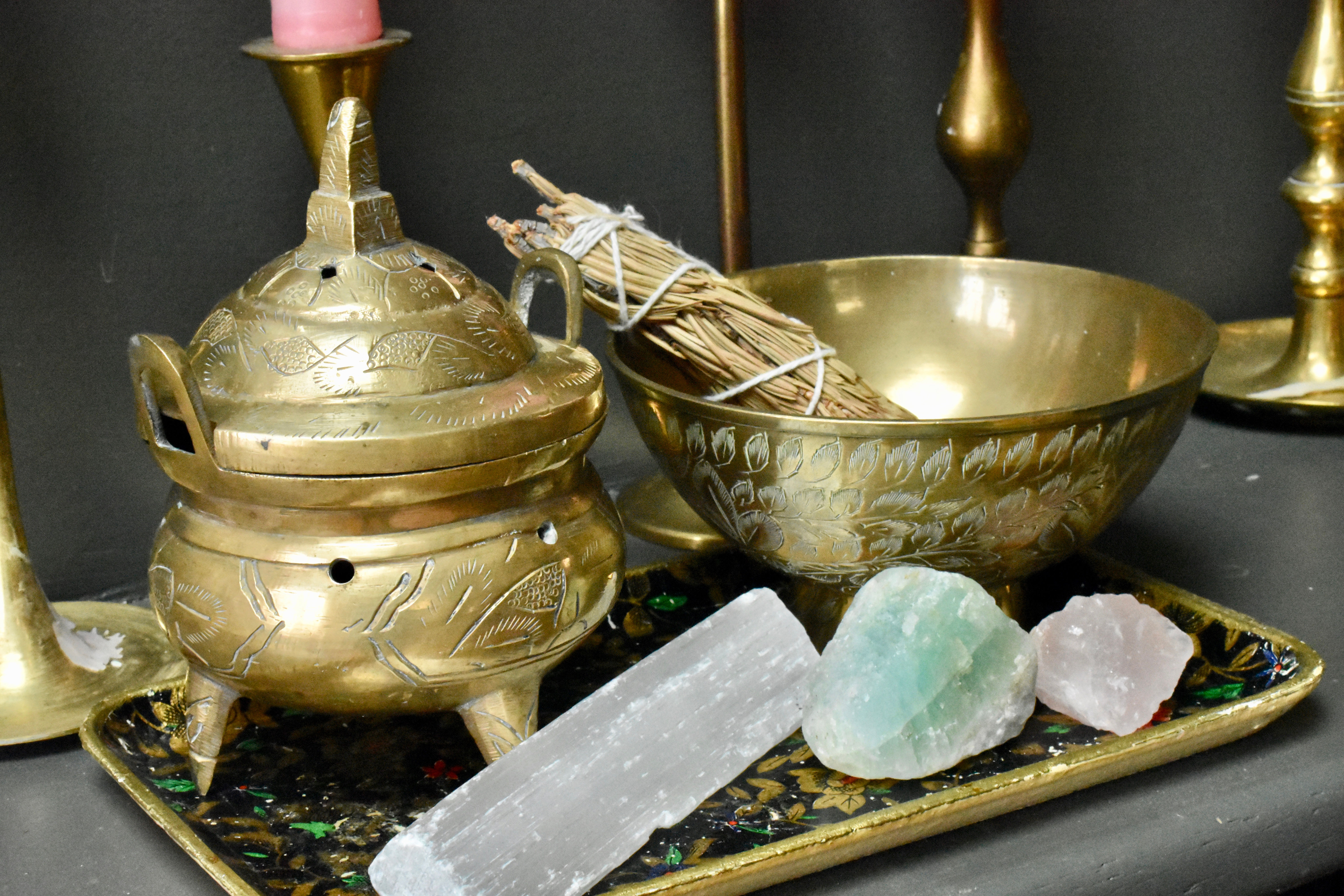 brass incense burning pot