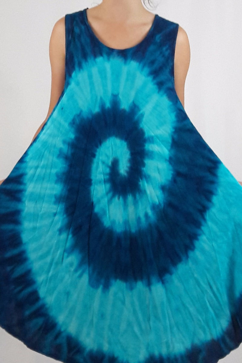 Thumbnail: Tri Blue Spiral Short Tank Dress