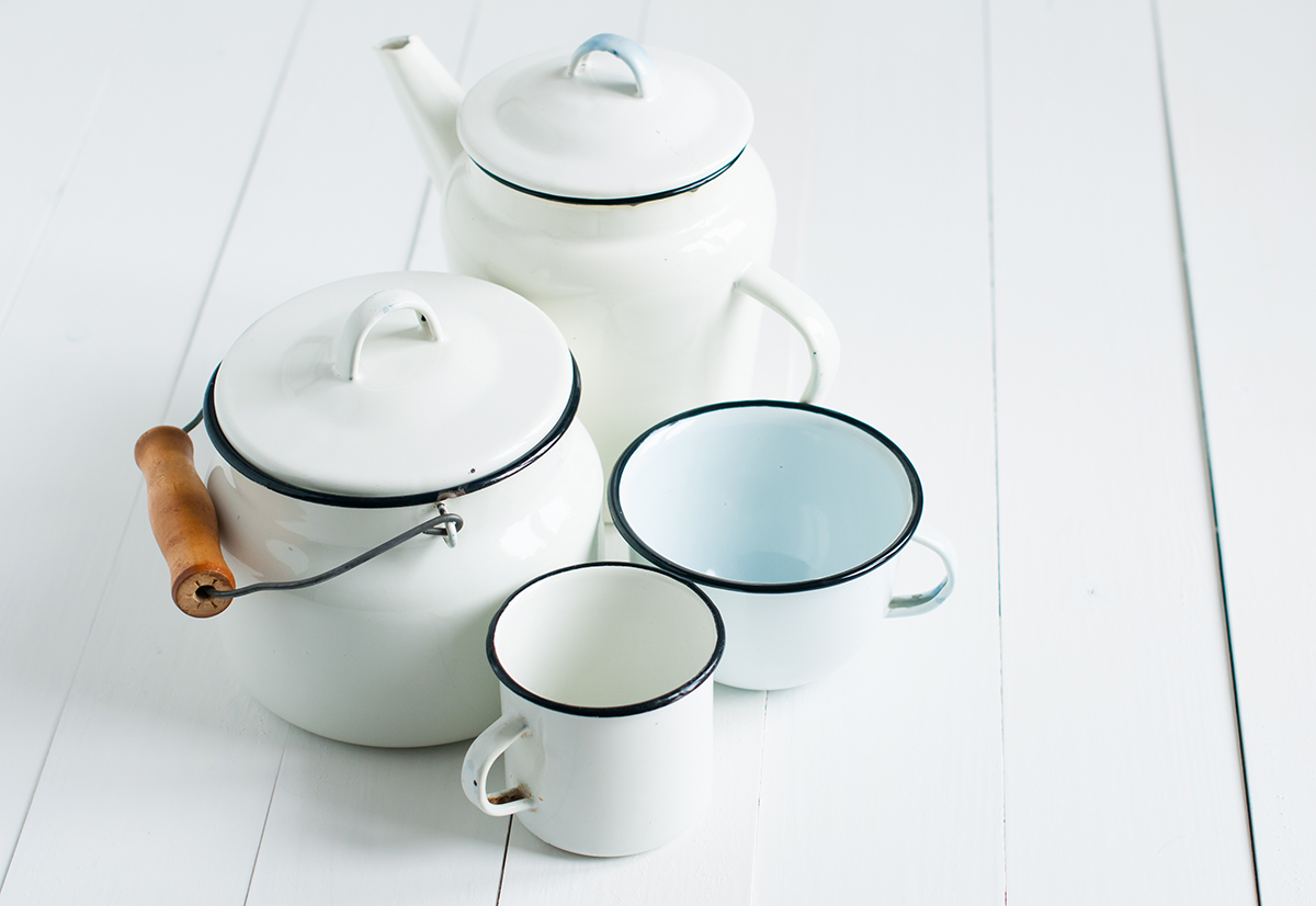 Kitchenwear blanco de la vendimia