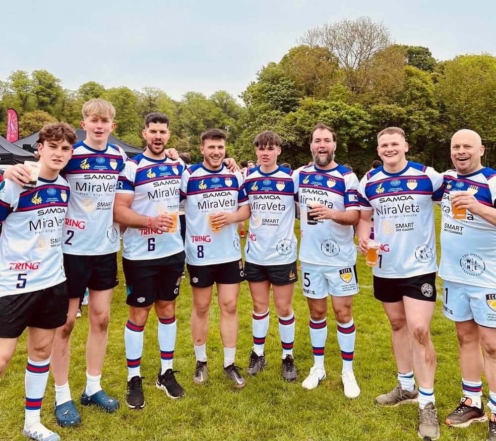 Community rugby team in MiraVeta-sponsored shirts
