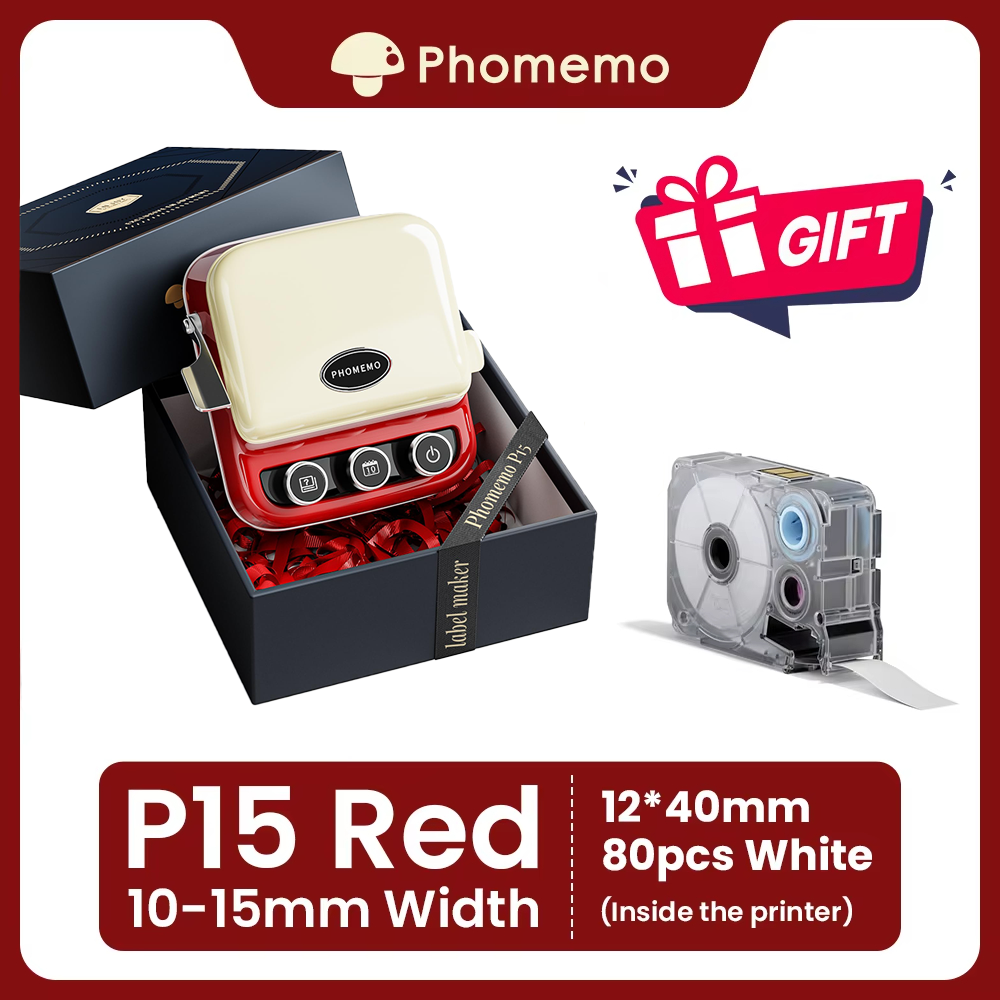 Phomemo P15 Gift Label Printer Label Printer Ribbon Label Printer Bluetooth-enab