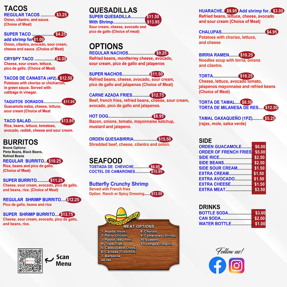 MENU Food truck las pencas #1