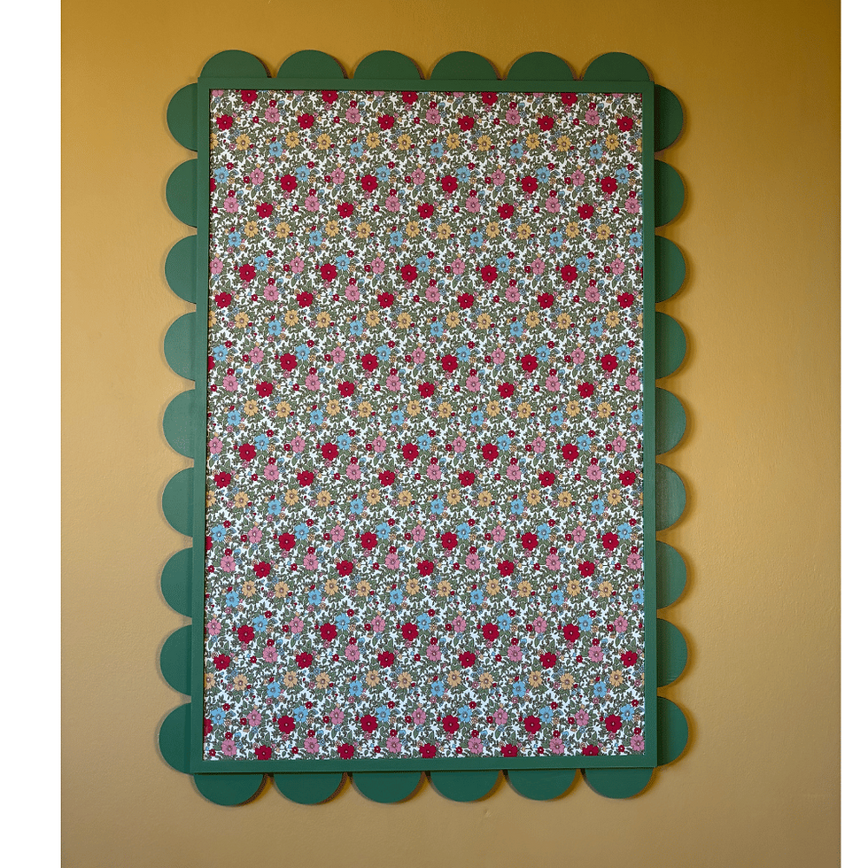 JoJo large scalloped noticeboard on mustard yellow wall