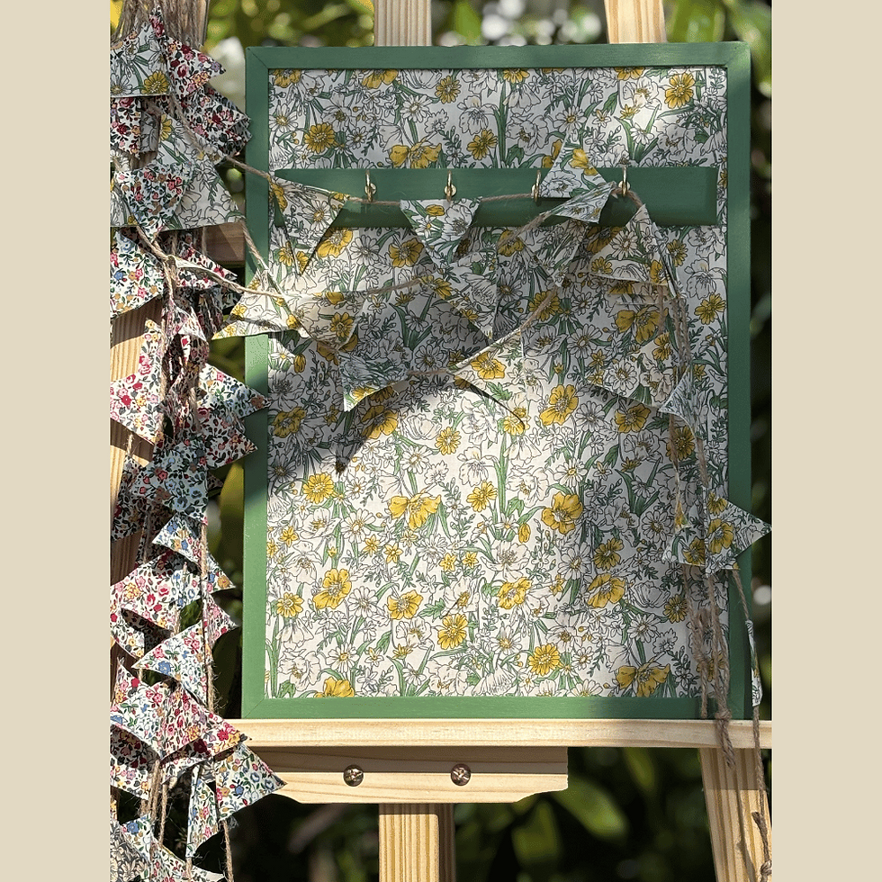 Thumbnail: The Sharon small floral key-board on an easel, showcasing yellow wildflowers and green frame.