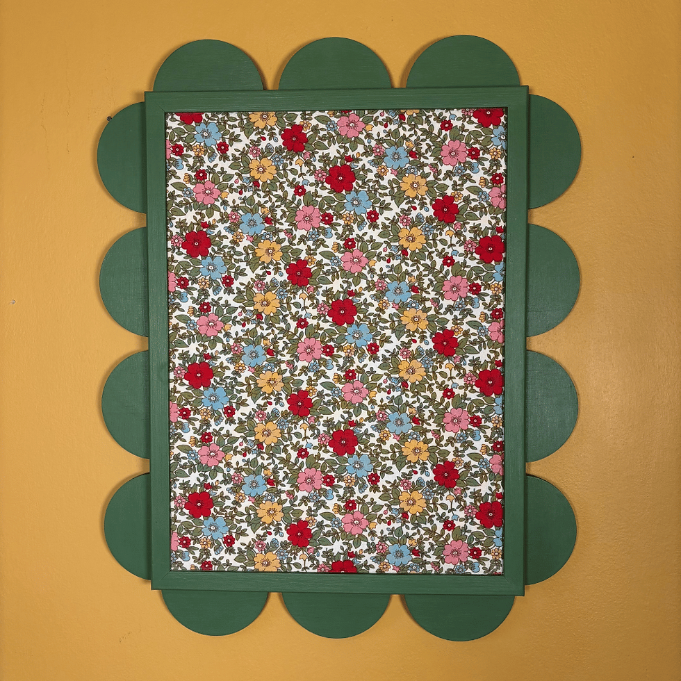 Thumbnail: Small JoJo scalloped noticeboard on mustard yellow wall