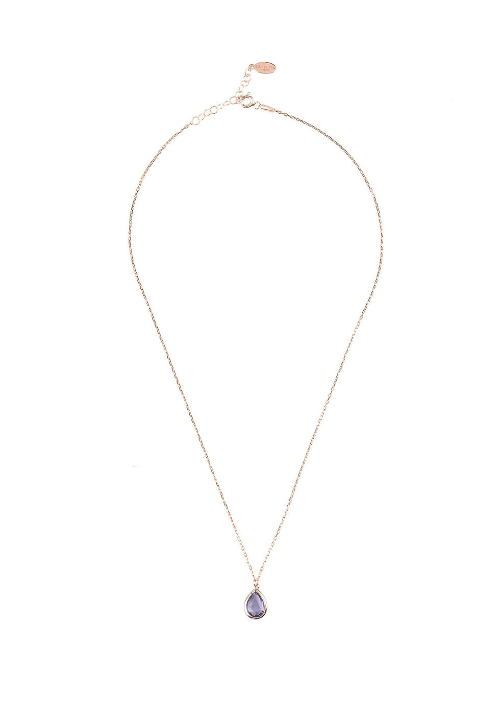 Thumbnail: Pisa Mini Teardrop Necklace Rosegold Amethyst