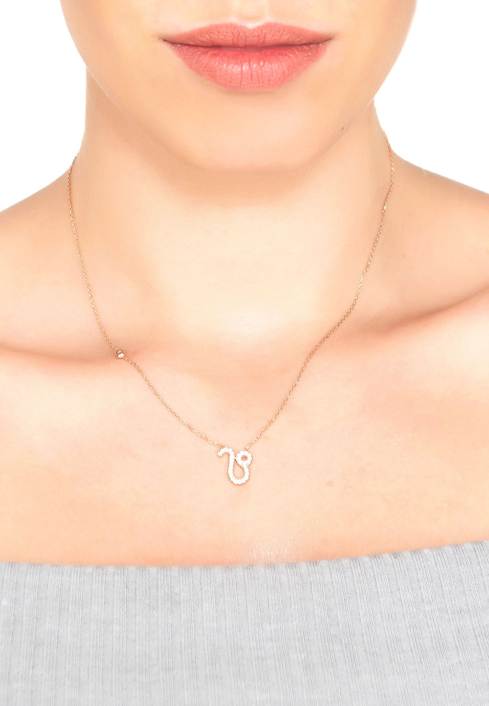 Thumbnail: Zodiac Star Sign Pendant Necklace Rose Gold Leo