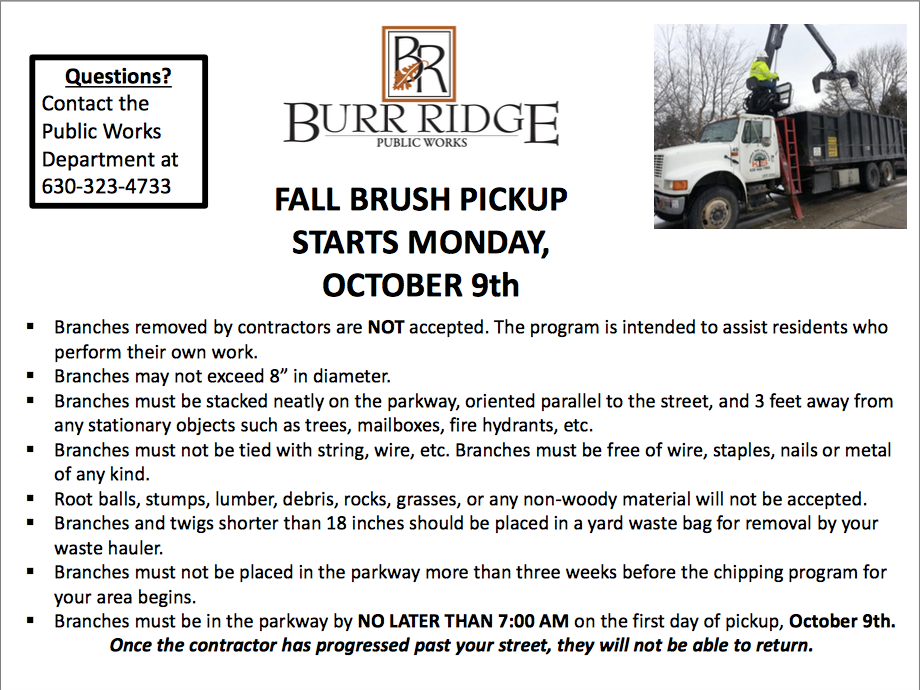 Fall Brush Pickup Starts October 9th